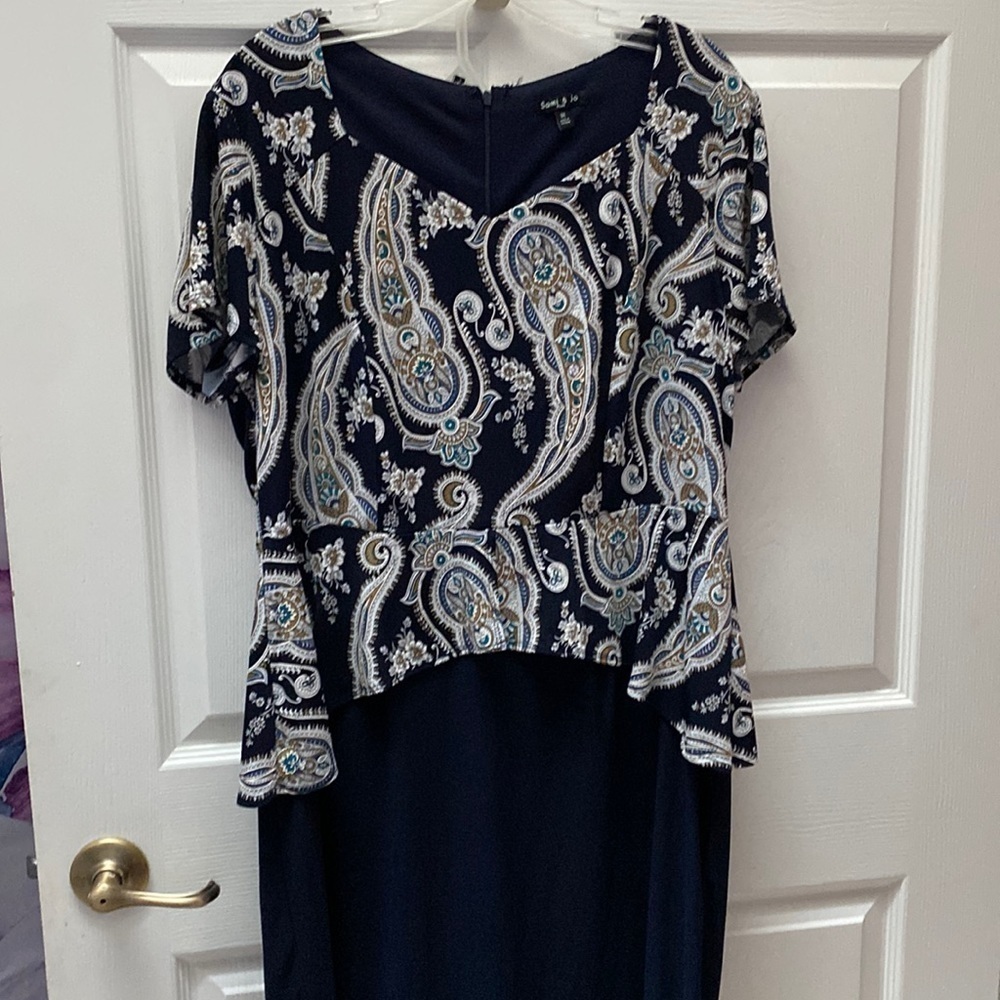 Y womens Sami & Jo blue stretch 1 pc zipper plus size dress 2x. EUC